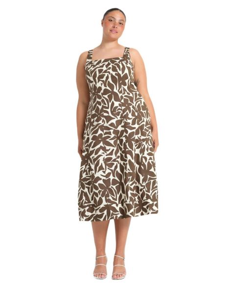 Женское платье ESTELLE Plus Size Sylvia Square-Neck Midi, цвет: Willowflora