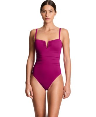 V-Wire Over The Shoulder One-Piece Swimsuit