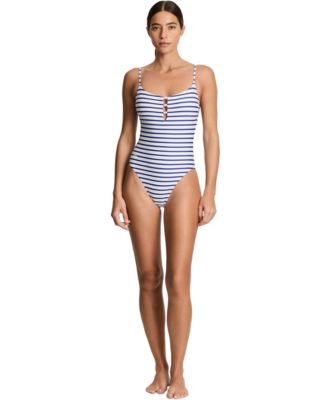 Women's Knotted Keyhole One-Piece Swimsuit
