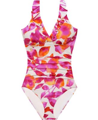 Women's Ruffle V-Neck One-Piece Swimsuit