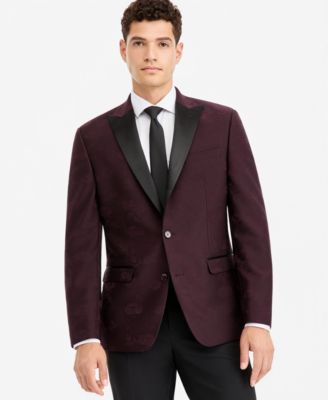 Men's Slim-Fit Jacquard-Floral Evening Jacket