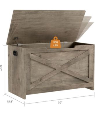 30 Inch Wooden Storage Bench with Safety Hinges Entryway Chest Toy Box Shoe Organizer Easy Assembly