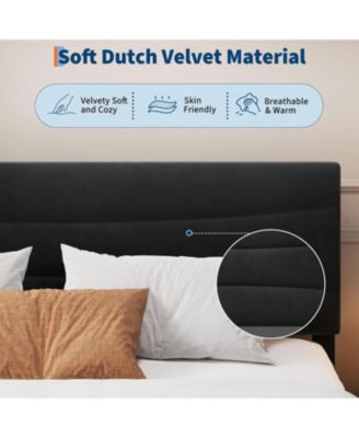 Frame with Headboard, Velvet Upholstered Platform Bed Frame No Box Spring Needed with Under-Bed Storage and Strong Wood Slats Support
