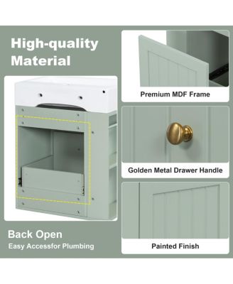 20" Bathroom Vanity with Ceramic Sink, Wall Mounted Storage Cabinet with Drawer & Side Shelf for Small Bathrooms