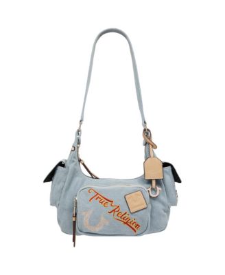Multi-Patch Denim Hobo Shoulder Bag