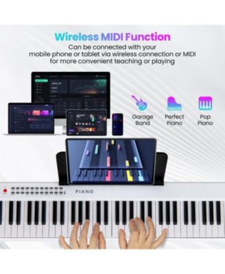 Key Foldable Electric Keyboard Piano with Wireless MIDI and Dual Speakers