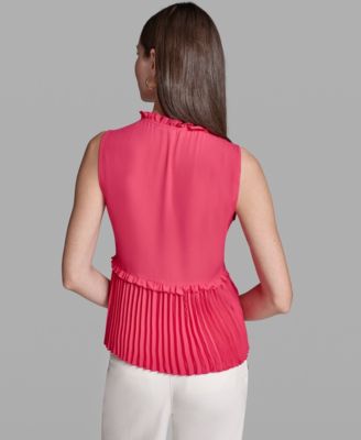 Women's Ruffles Pleated Hem Top