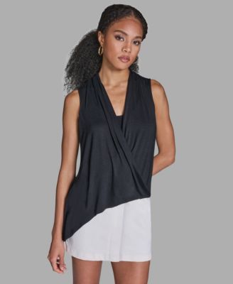 Women's Asymmetrical Faux Wrap V-Neck Top