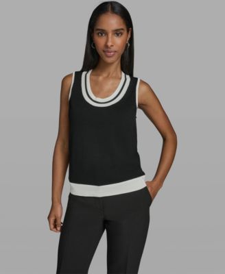 Women's Scoop-Neck Sleeveless Knit Top with Contrast Trim