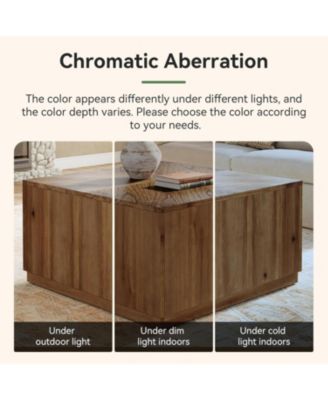 31.5-Inch Square Coffee Table for Living Room, Solid Wood