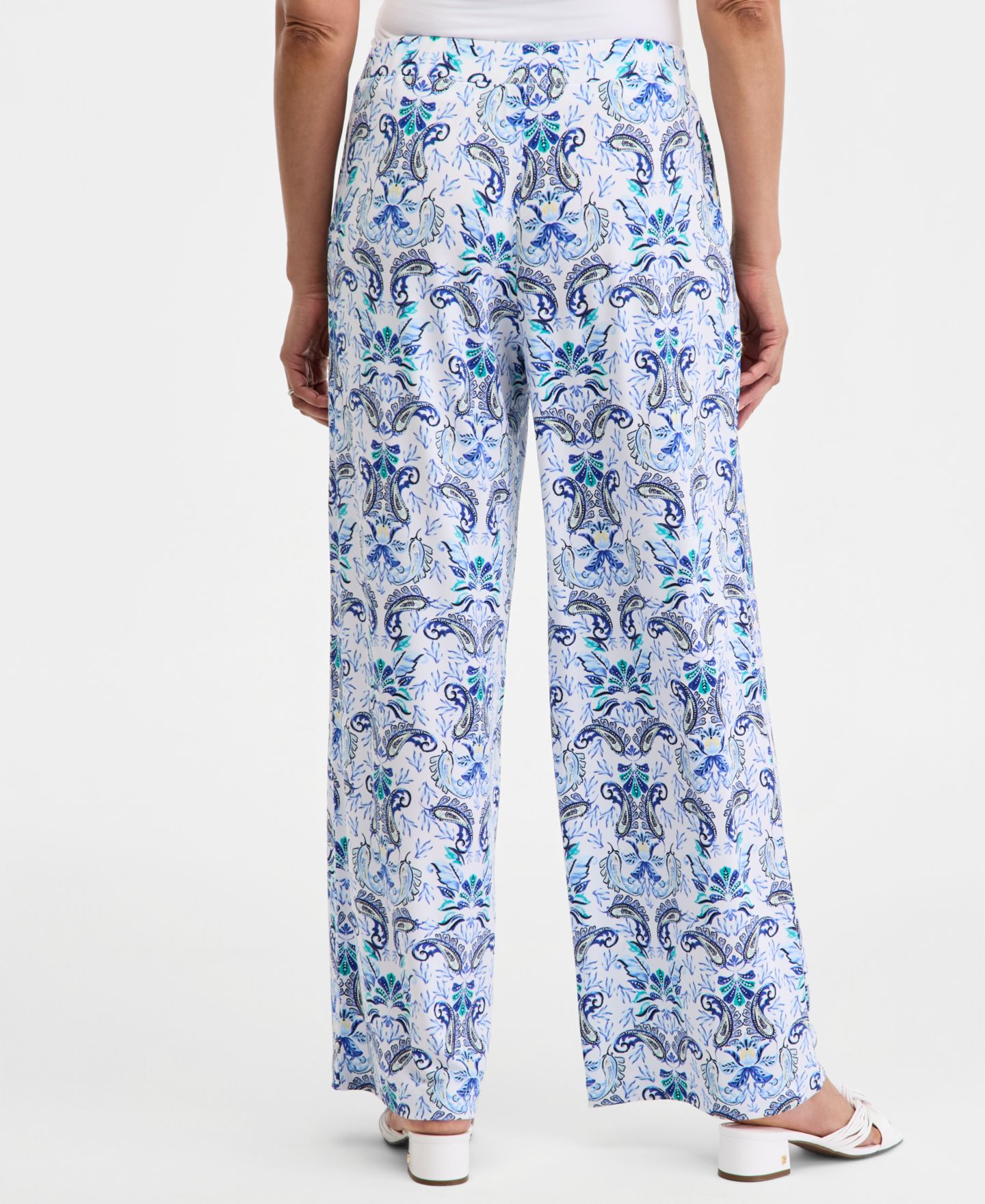 Женские брюки JM Collection Printed High-Rise Pull-On, цвет: Яркий белый — фото 4