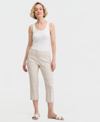 Women's Jacquard Mid Rise Pull-On Capri Pants