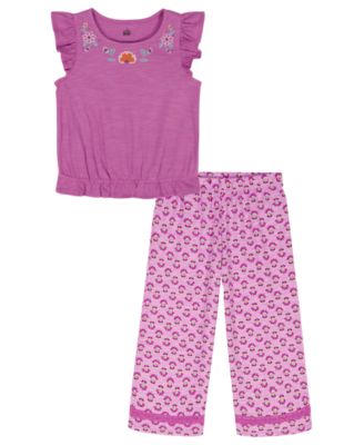 Girls' 2T-6X Puff Print Top and Pants, 2-Piece Set