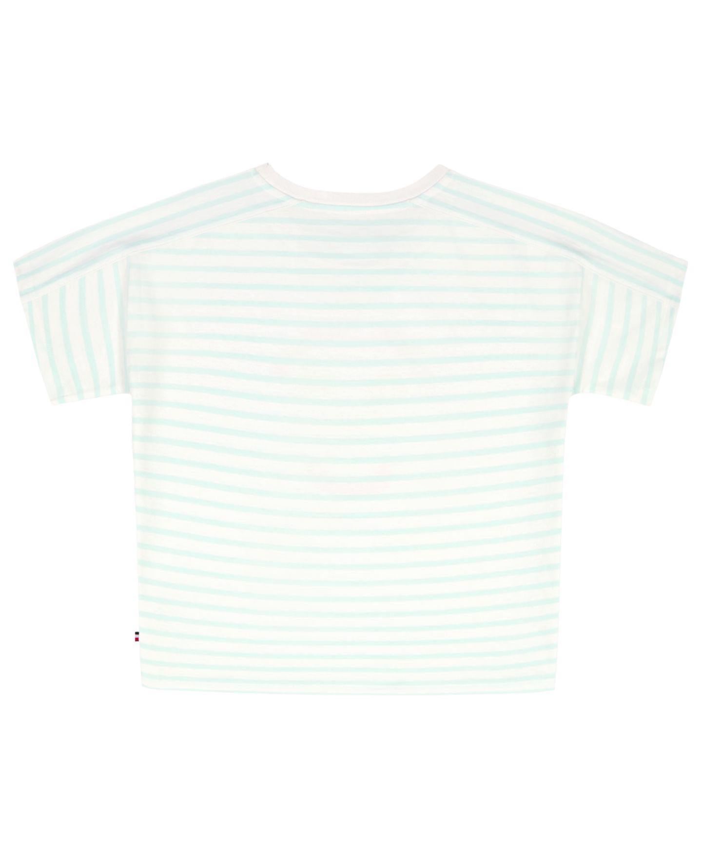 Футболка Tommy Hilfiger Round Neck Stripe для девочек, цвет: Аквамариновый — фото 2