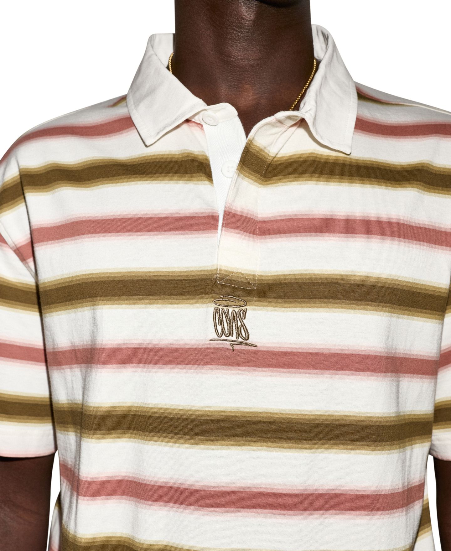 Мужское поло Converse Script Striped Short-Sleeve Polo Shirt, цвет: Разноцветный — фото 3