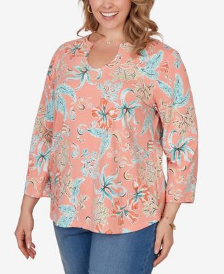Plus Size Embellished Oceania Floral Knit Top