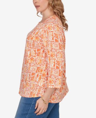 Plus Size Seashell Patchwork Knit Top