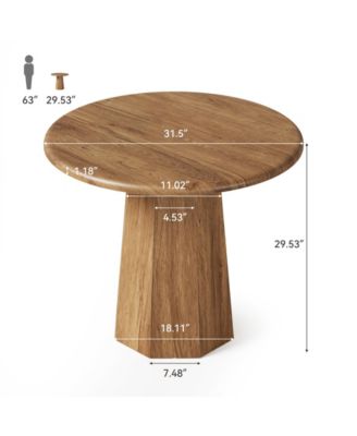 31.5" Round Dining Table for 4, Wood Kitchen Table, Small Dinner Table