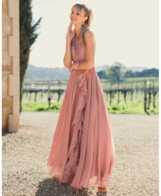 Women's Iridescent One Shoulder Rosette Ball Gown