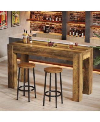 63" Long Bar Table, Pub Table for Kitchen, Home Bar & Living Room