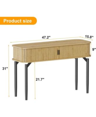 47" Narrow Console Table with Fluted Sliding Doors and Storage Space
