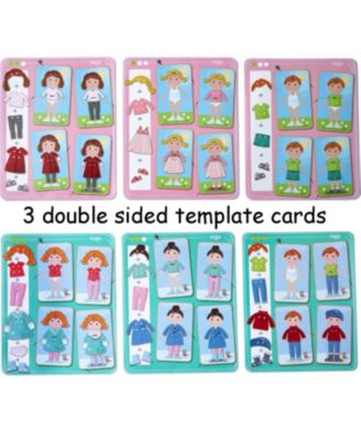 Dress Me Lacing Cards Game - Montessori Fine Motor Skills Toy for Preschool Learning Activities and Kindergarten Toys with 36 Wooden Pieces