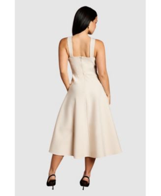 Women's Petite Bandage Cross Neck Midi Dress