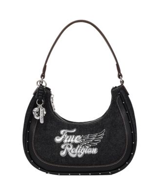 Wing Motif Hobo Bag with Trim