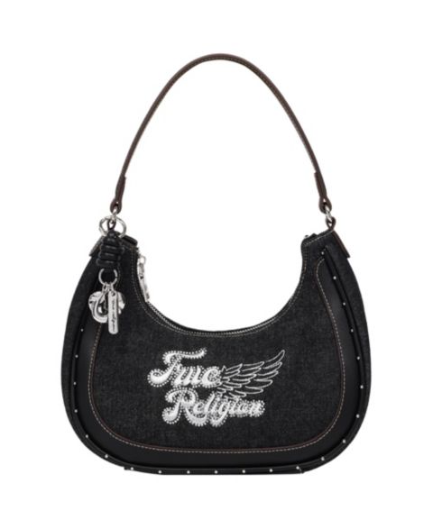 Женская сумка True Religion Wing Motif Hobo Bag with Trim, цвет: Чёрный