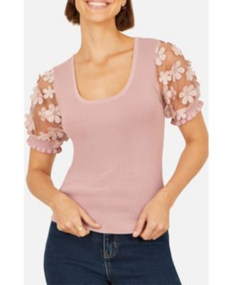 Women's Floral Applique Knitted Top