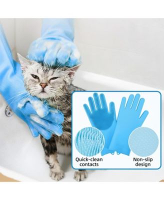 Pet Bath Kit: Slicker Brush, Shampoo Brush, Glove, Towel