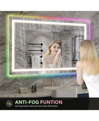 LED Bathroom Mirror 60" x 36", Front & Backlit Vanity Mirror with Dimmable Lights, Anti Fog & 3 Color Temperature