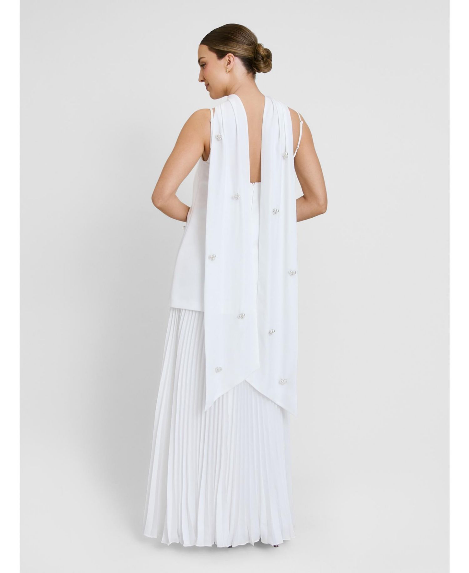 Women's Embellished Pearl Strappy Maxi Dress