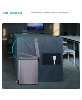 8 Gallon Slim Stainless Steel Kitchen Trash Can with Reeded Pattern, Step Pedal and Soft-Close Lid