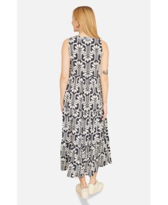 Women's Retro Print Relaxed Midi Dress