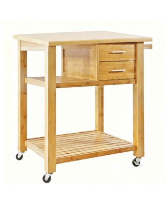Kitchen Island Cart with Drawers, Shelves, Towel Rack, Casters