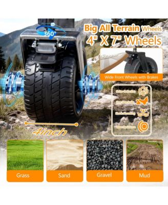 Heavy Duty Double-Layer Wagon -  55" Collapsible Wagons Carts with All-Terrain Wheels, Brakes, 560LBS Capacity for Camping, Transport