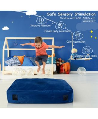 47 x 35.5 Inch Crash Pad Sensory Mat with Foam Blocks and Washable Cover