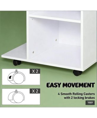 Rolling File Cabinet Cart with Wheels, Mobile Printer Stand with Drawer and Adjustable Shelf for Home Office