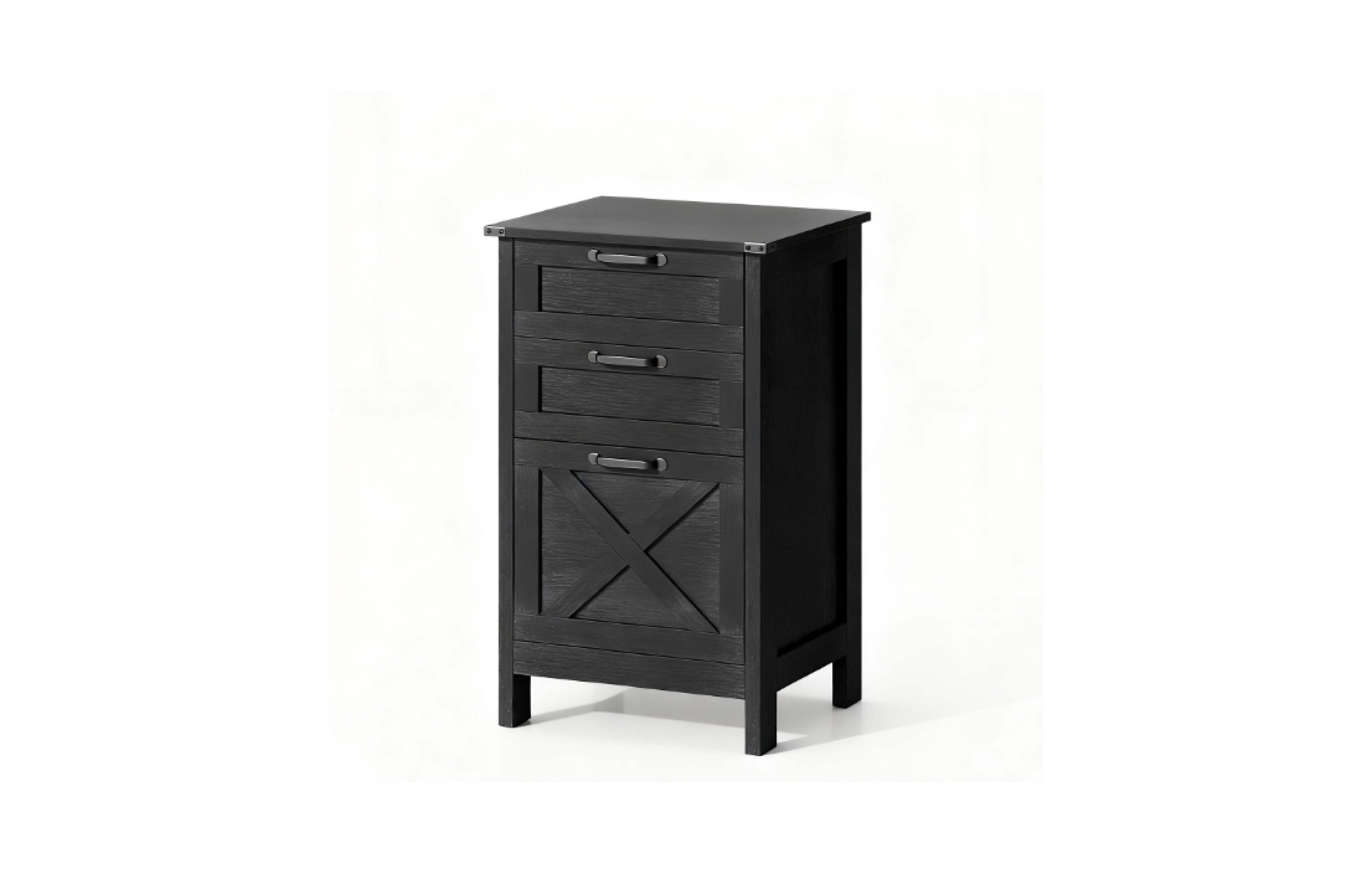 Rainsken 3 Drawer File Cabinet with Silent Slides, Farmhouse Vertical Filing Cabinet for A4/Letter Size, Printer Stand with Storage for Home Office