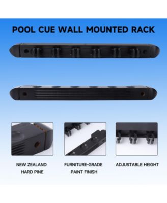 2-Piece Wood 6 Billiard Pool Cue Rack Wall Mounted Holders, Pool Cue Sticks Wall Rack Set