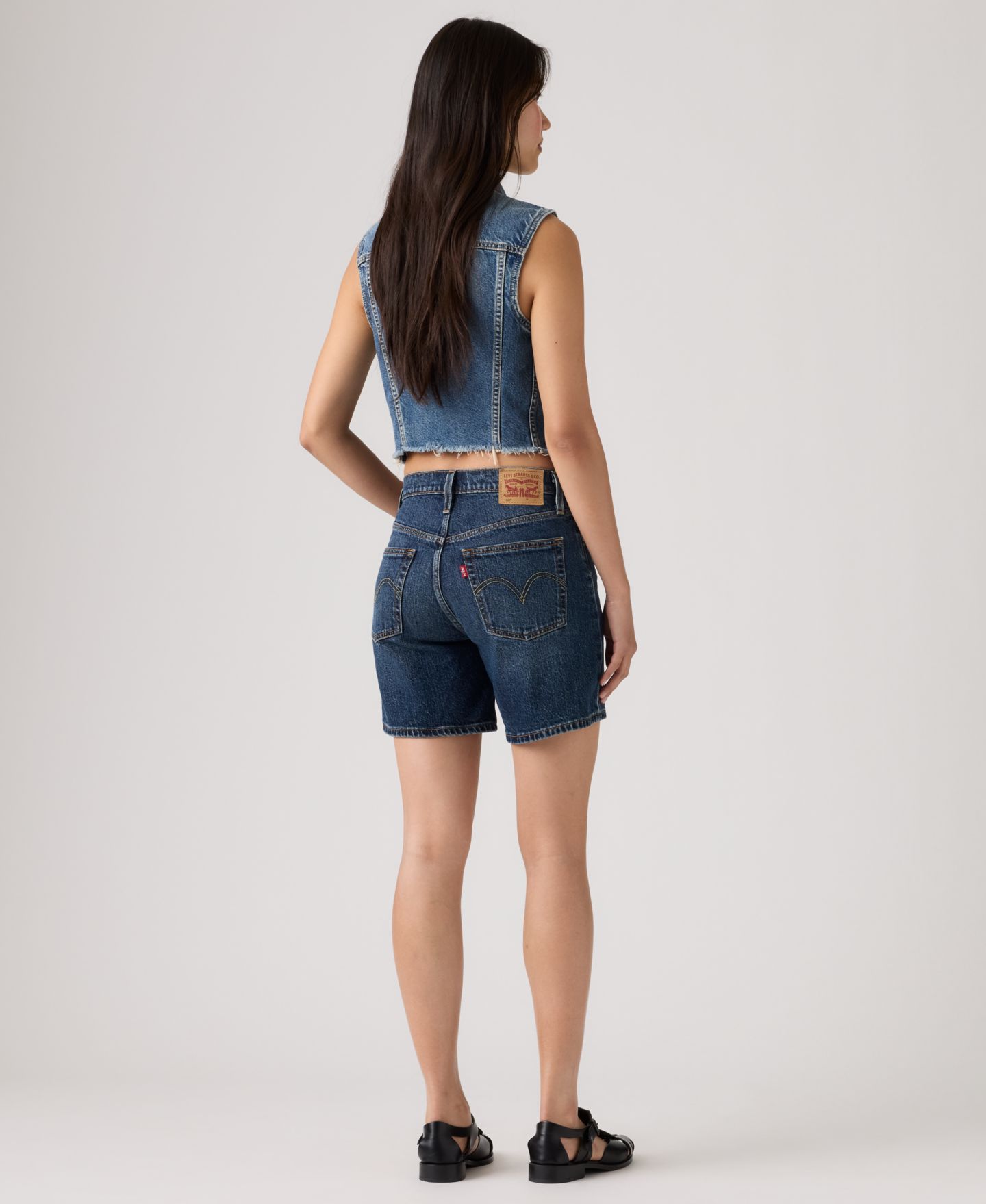 Женские шорты Levi's 501® Mid-Thigh High-Rise Straight-Fit Denim Shorts, цвет: Believe Not Short — фото 4