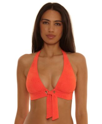Women's Oasis Textured Grommet Front Halter Neck Swim Top
