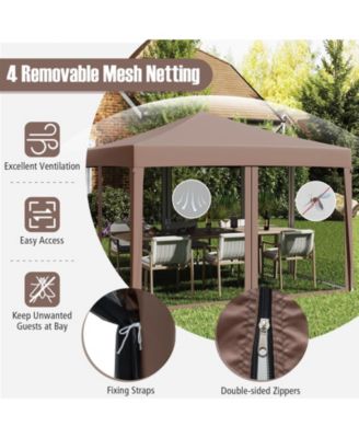 10x10 ft Pop-Up Canopy Tent with Mesh Netting, Instant Setup