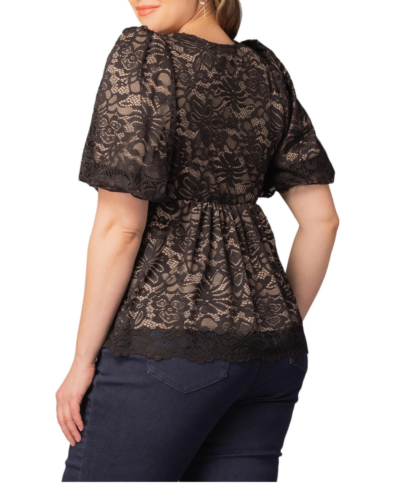 Plus Size Winsome Sweetheart Lace Peplum Top