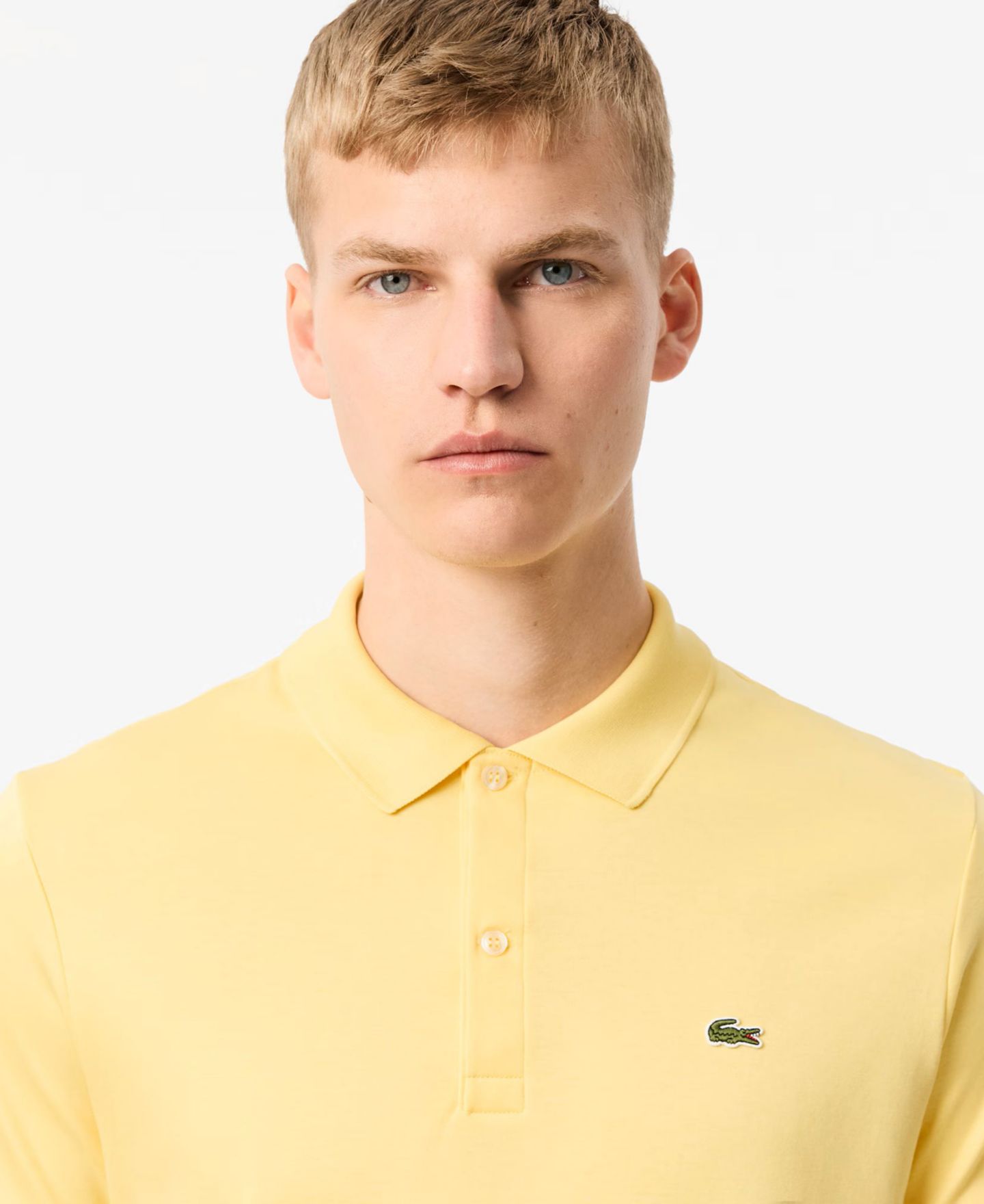 Мужское поло Lacoste Regular-Fit Cotton Polo Shirt, цвет: 107 Жёлтый — фото 3
