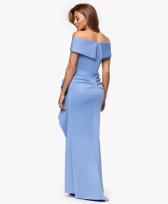 Petite Off-The-Shoulder Ruffle Gown 