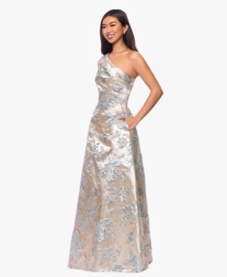  Petite One-Shoulder Jacquard Gown