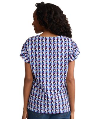 Women's Flutter-Sleeve Round Neck Top