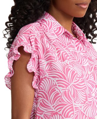 Women's V-Neck Button-Front Top